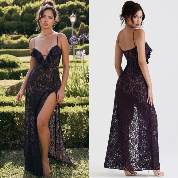 house of cb malia lace dress Clothing : Maxi Dresses : 'Malia' Deep Purple Lace Maxi Dress